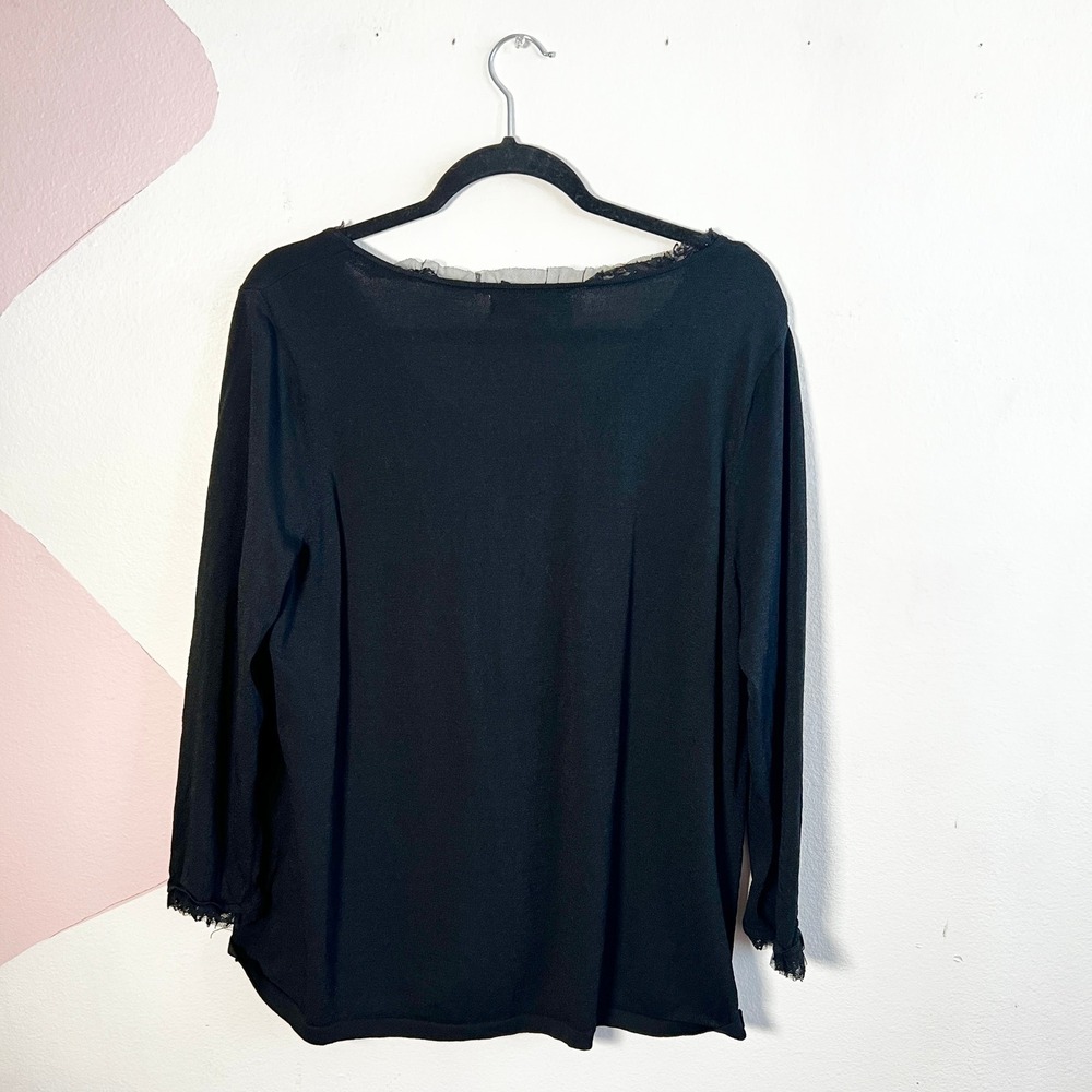 Vintage Y2K Black Long Sleeve‎ Top Sz 1X Gothic Emo Grunge Punk Indie Sleaze - Picture 2 of 6